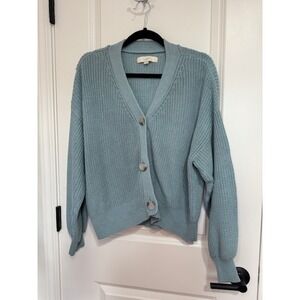 Loft Womens Cardigan Sweater Blue Knit Button Down Long Sleeve Casual